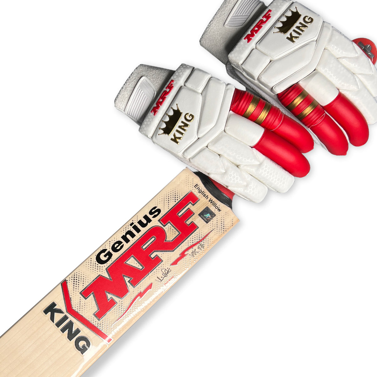 MRF Virat Kohli Genius King Cricket Bat + Gloves