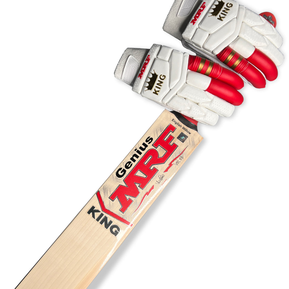 MRF Virat Kohli Genius King Cricket Bat + Gloves